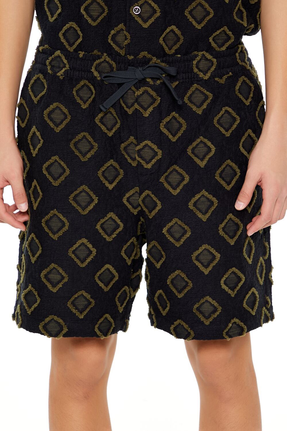 Textured Geo Drawstring Shorts