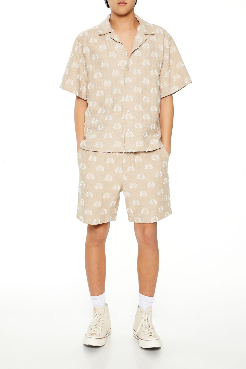 Textured Geo Drawstring Shorts