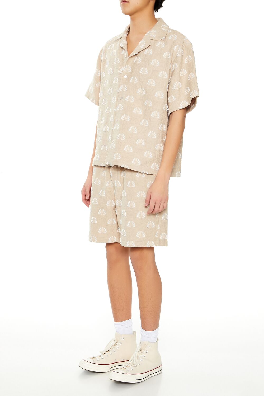 Textured Geo Drawstring Shorts