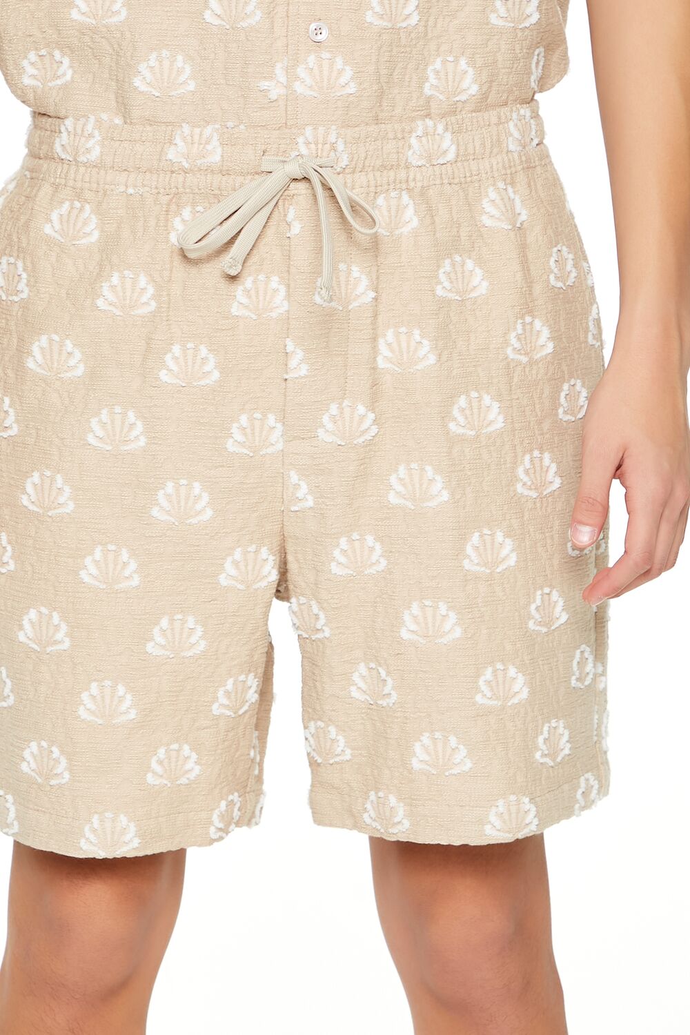 Textured Geo Drawstring Shorts