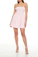 Chiffon Gingham Mini Dress