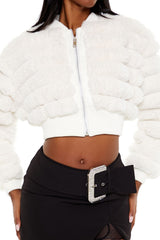 Faux Fur Cropped Bomber Jacket