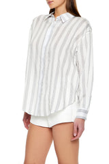 Striped Button-Front Shirt