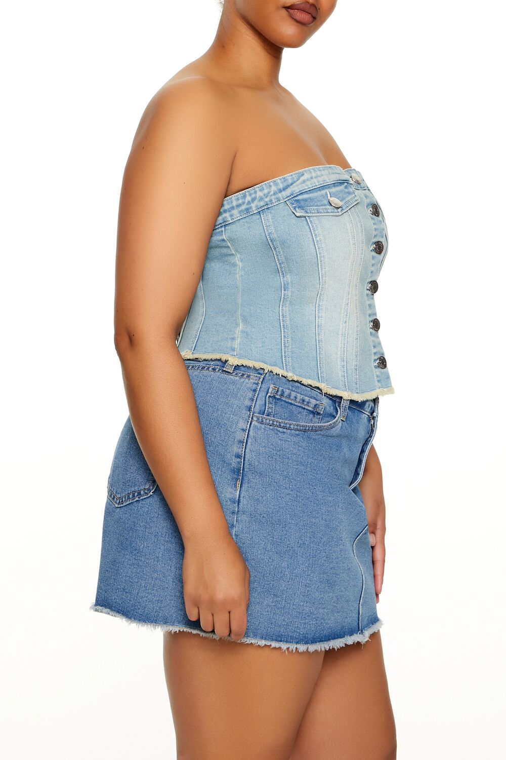 Plus Size Stretch-Denim Tube Top