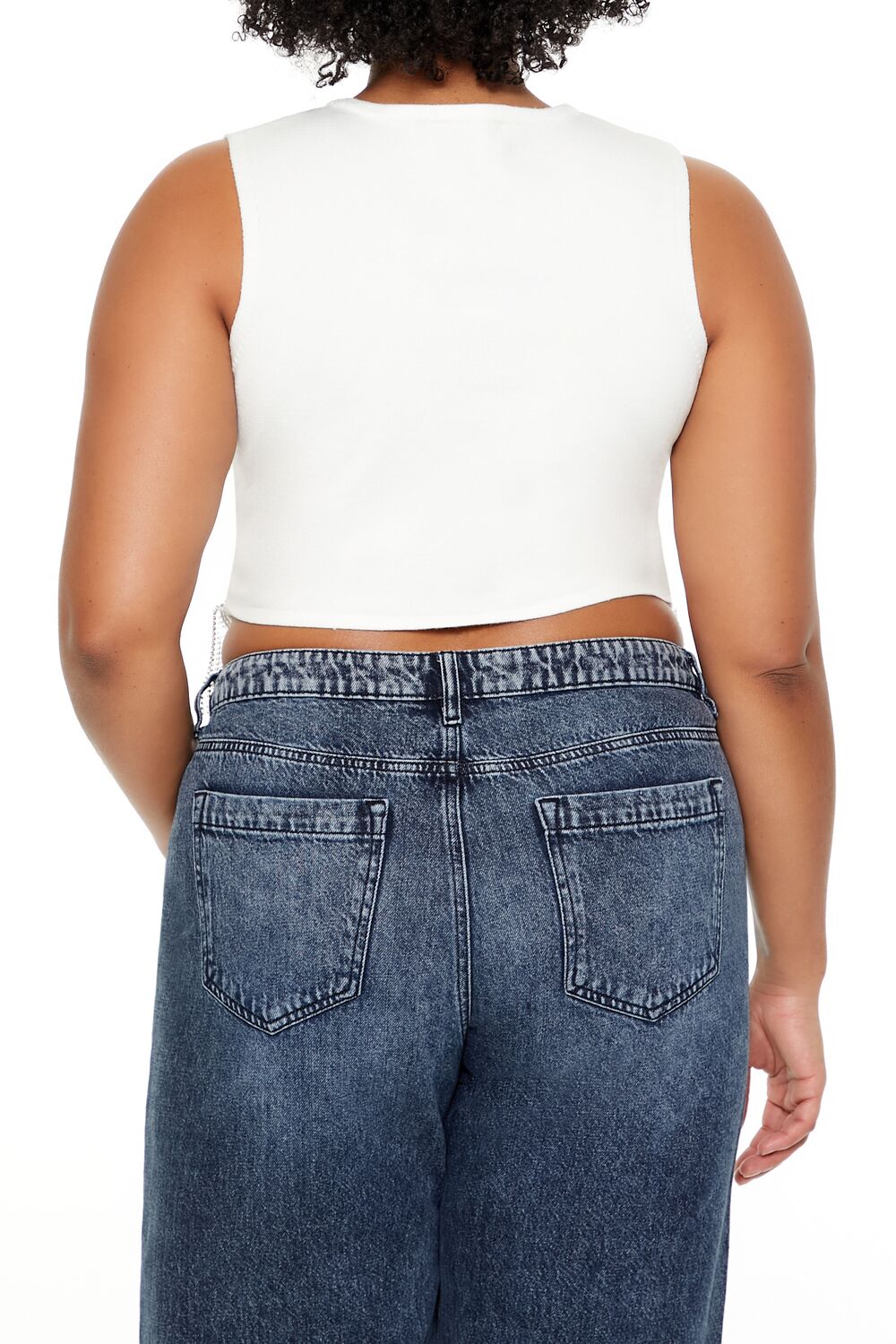 Plus Size Sweater-Knit Rhinestone Crop Top
