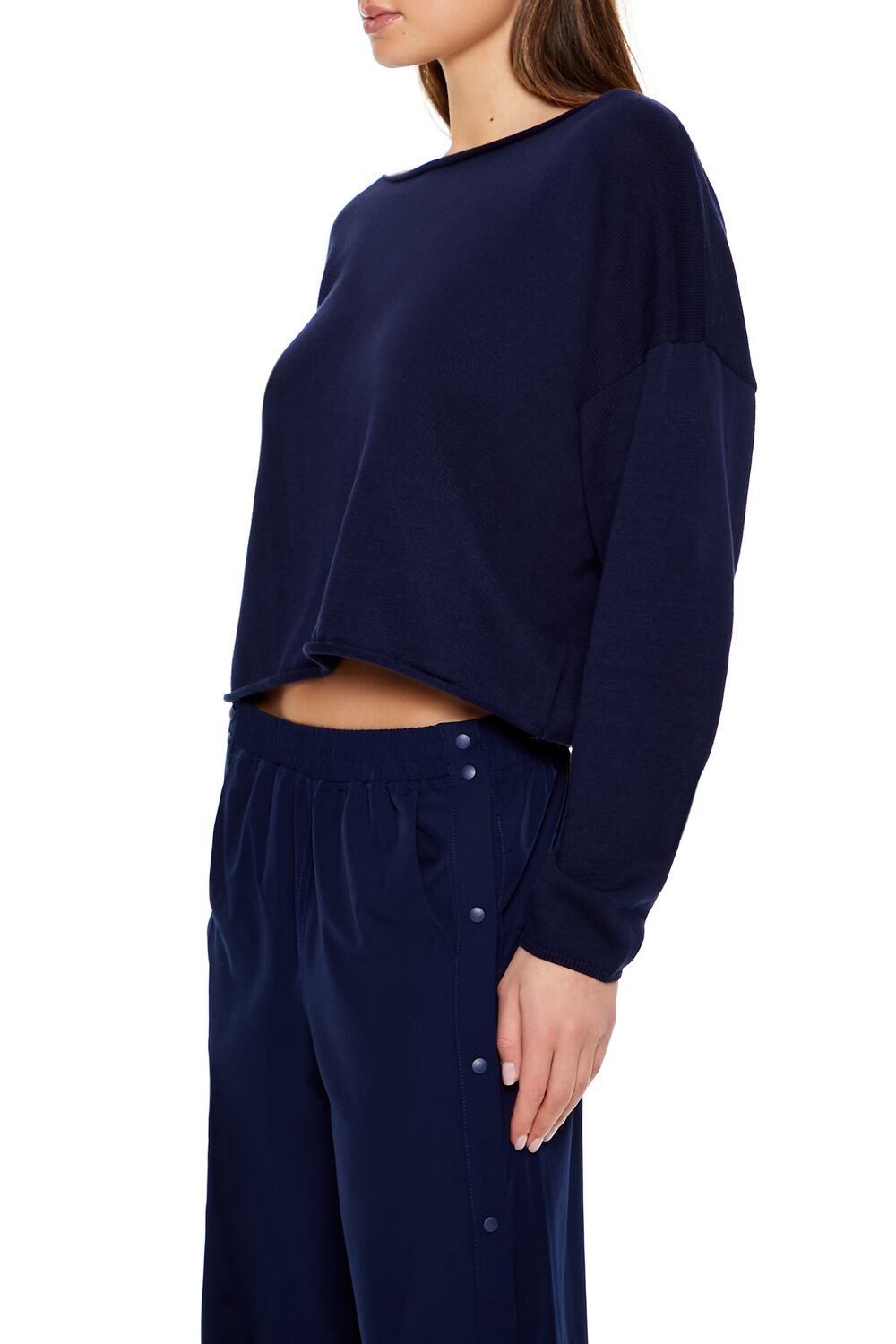 Drop-Sleeve Cropped Sweater