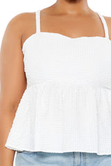 Plus Size Seersucker Flounce Top
