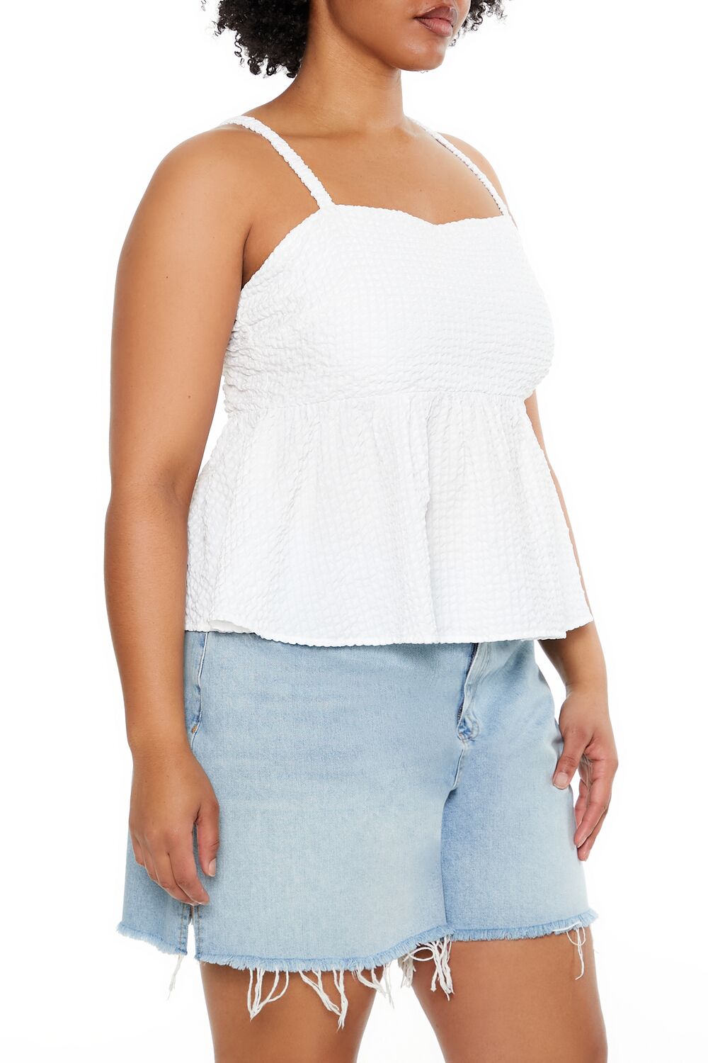 Plus Size Seersucker Flounce Top