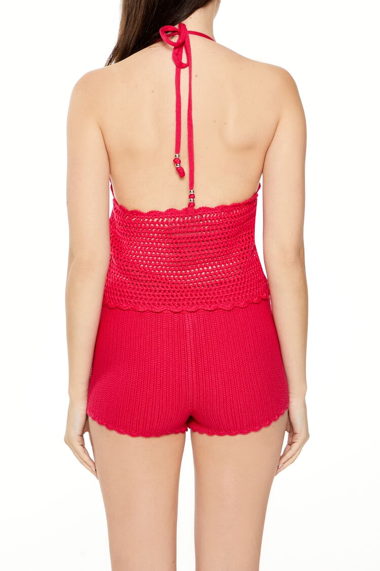 Sweater-Knit Chain Belt Shorts