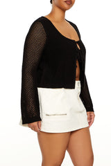 Plus Size Sweater-Knit Tie-Front Top