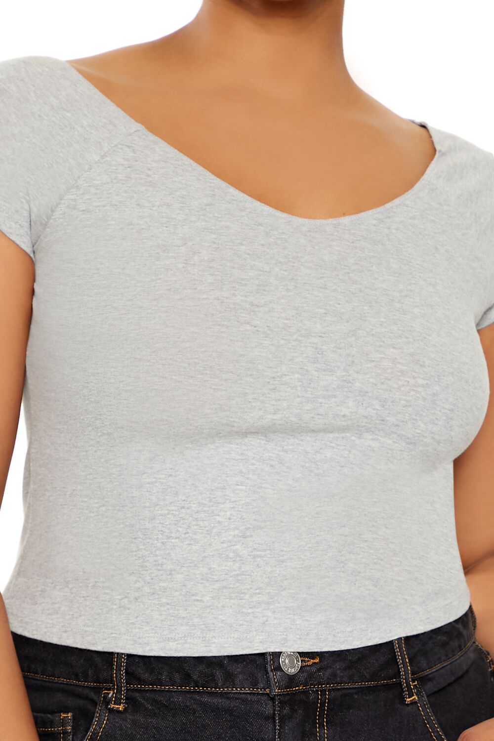 Plus Size Cropped Cap-Sleeve Tee