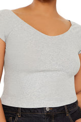 Plus Size Cropped Cap-Sleeve Tee
