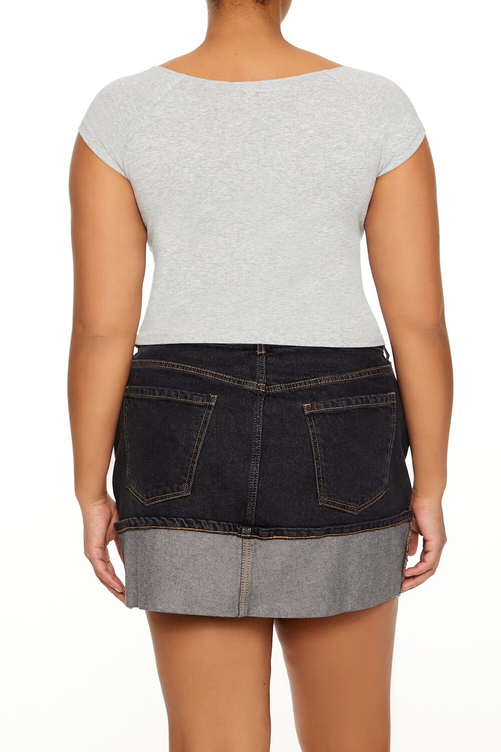 Plus Size Cropped Cap-Sleeve Tee