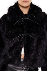 Faux Fur Tie-Front Coat