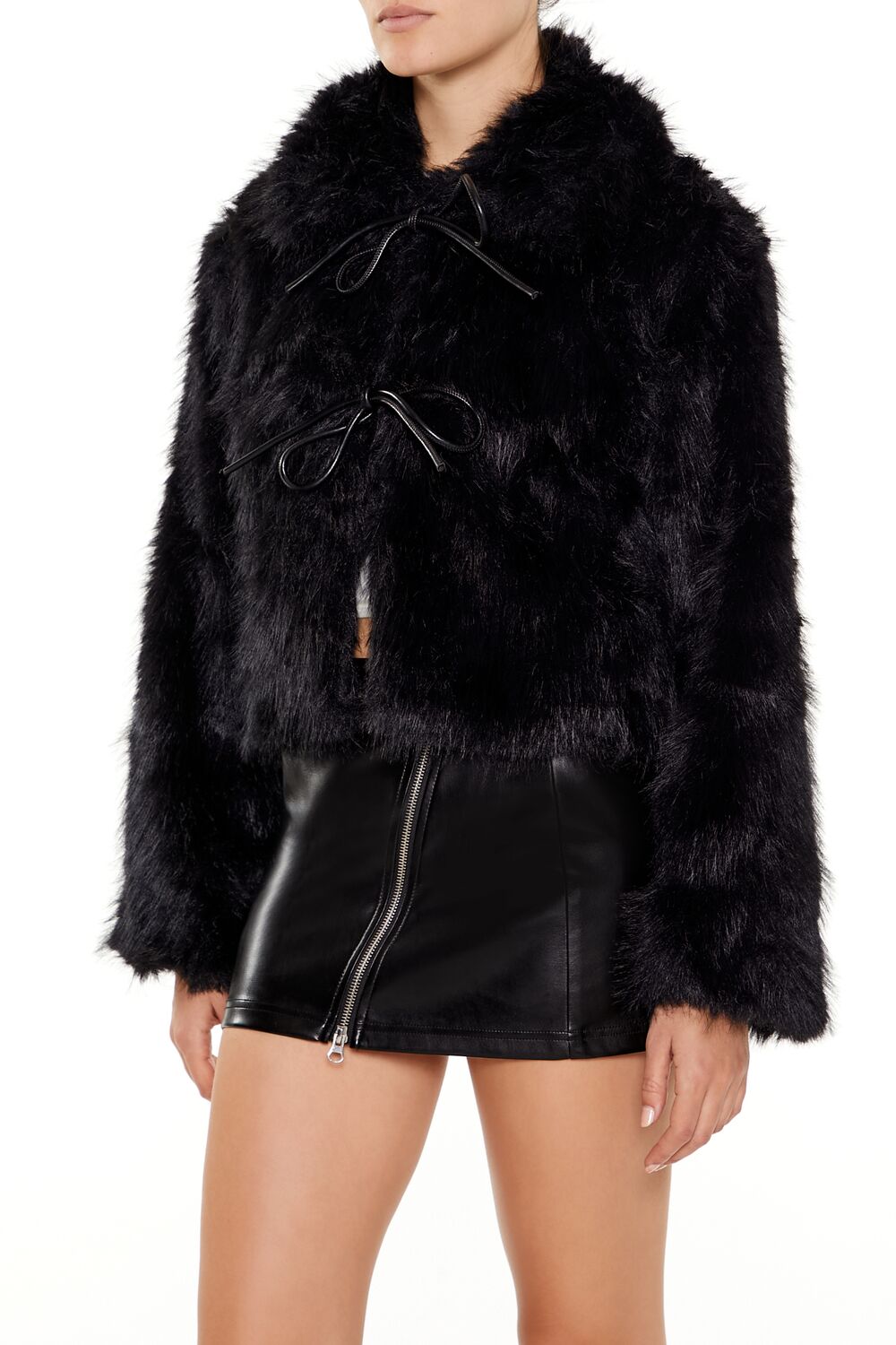 Faux Fur Tie-Front Coat