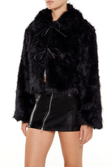 Faux Fur Tie-Front Coat