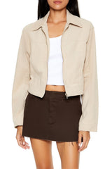 Corduroy Zip-Up Moto Jacket
