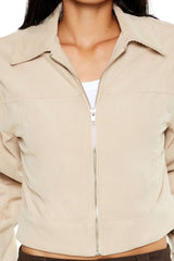Corduroy Zip-Up Moto Jacket