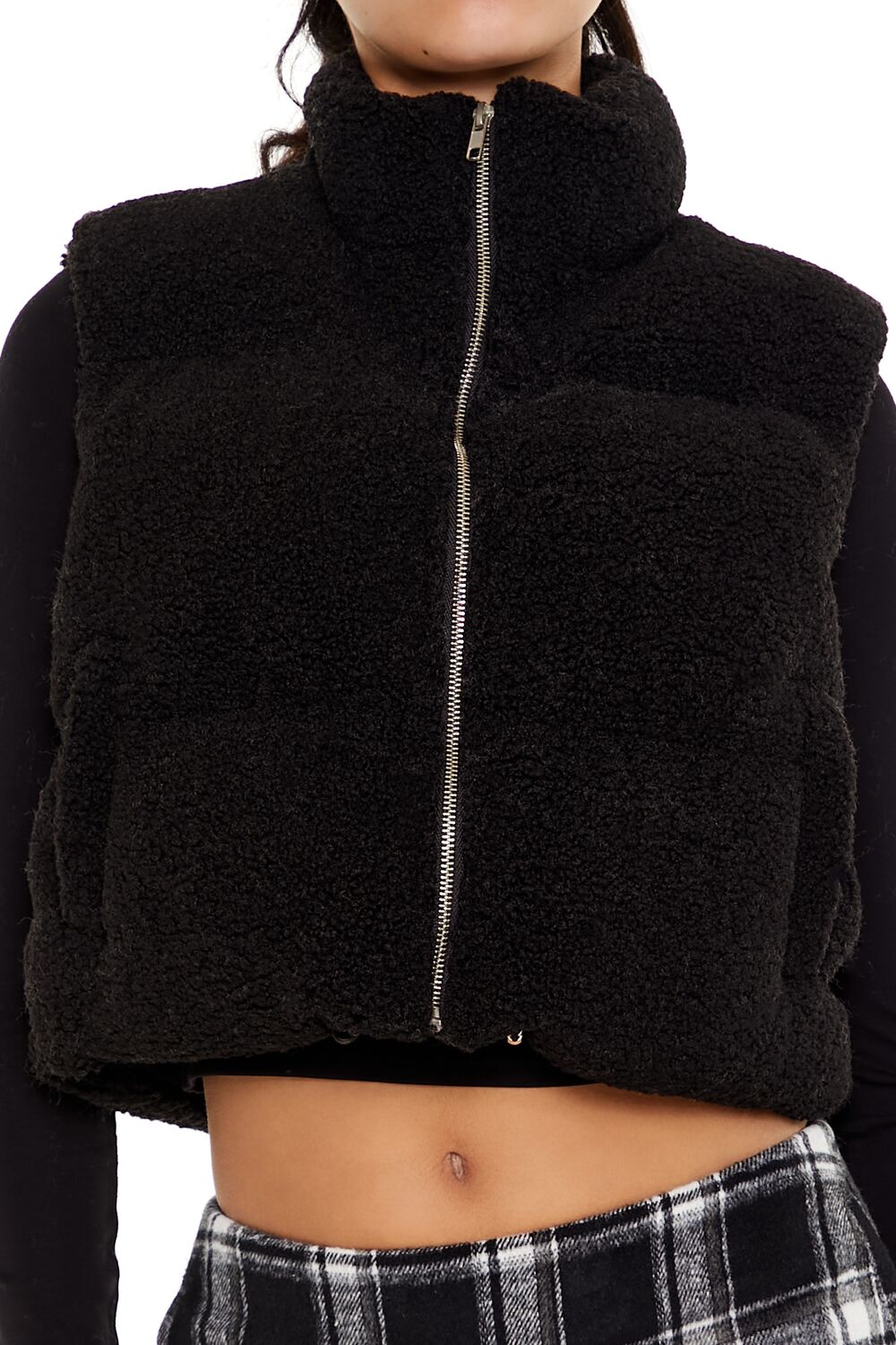 Faux Shearling Cropped Vest