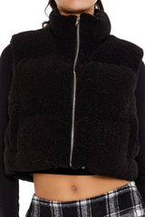 Faux Shearling Cropped Vest