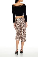 Leopard Print Slip Midi Skirt