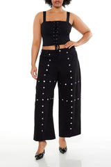 Plus Size Studded High-Rise Pants