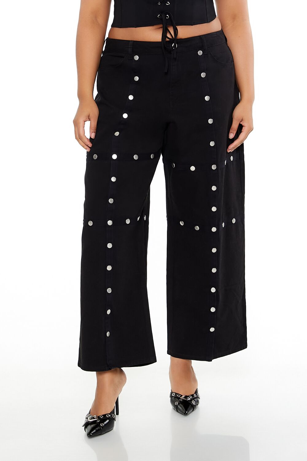 Plus Size Studded High-Rise Pants