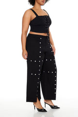 Plus Size Studded High-Rise Pants