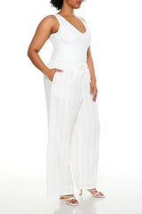 Plus Size Striped Wide-Leg Pants