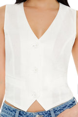V-Neck Cropped Hem Vest