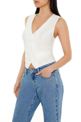 V-Neck Cropped Hem Vest