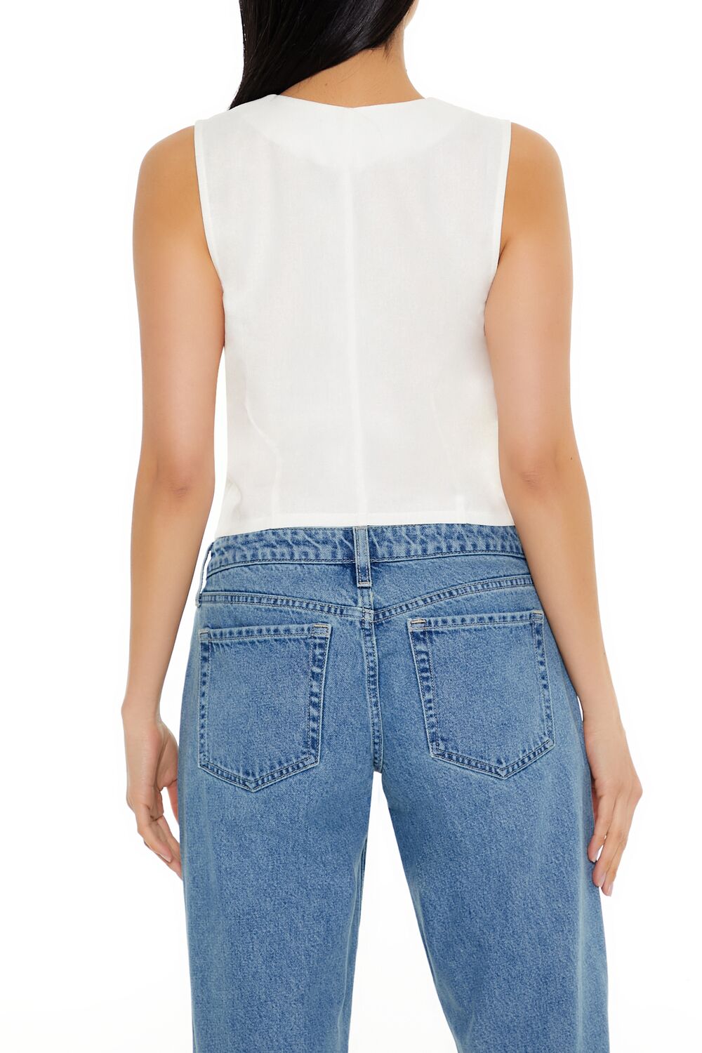 V-Neck Cropped Hem Vest