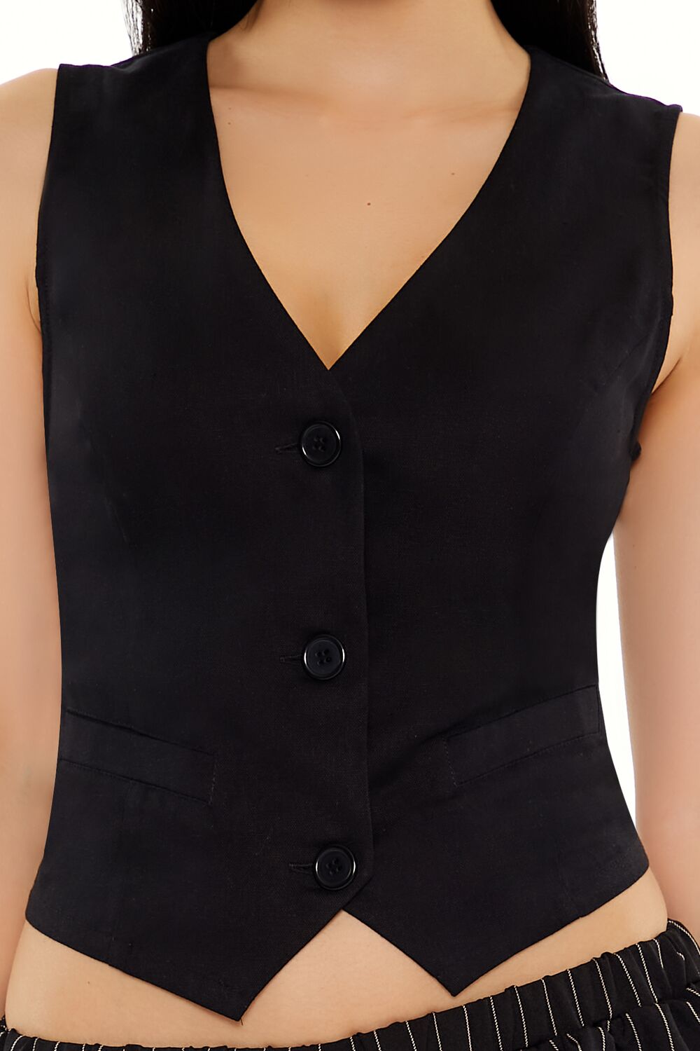 V-Neck Cropped Hem Vest