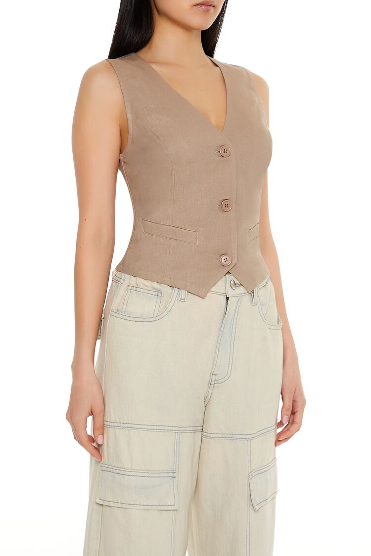 V-Neck Cropped Hem Vest