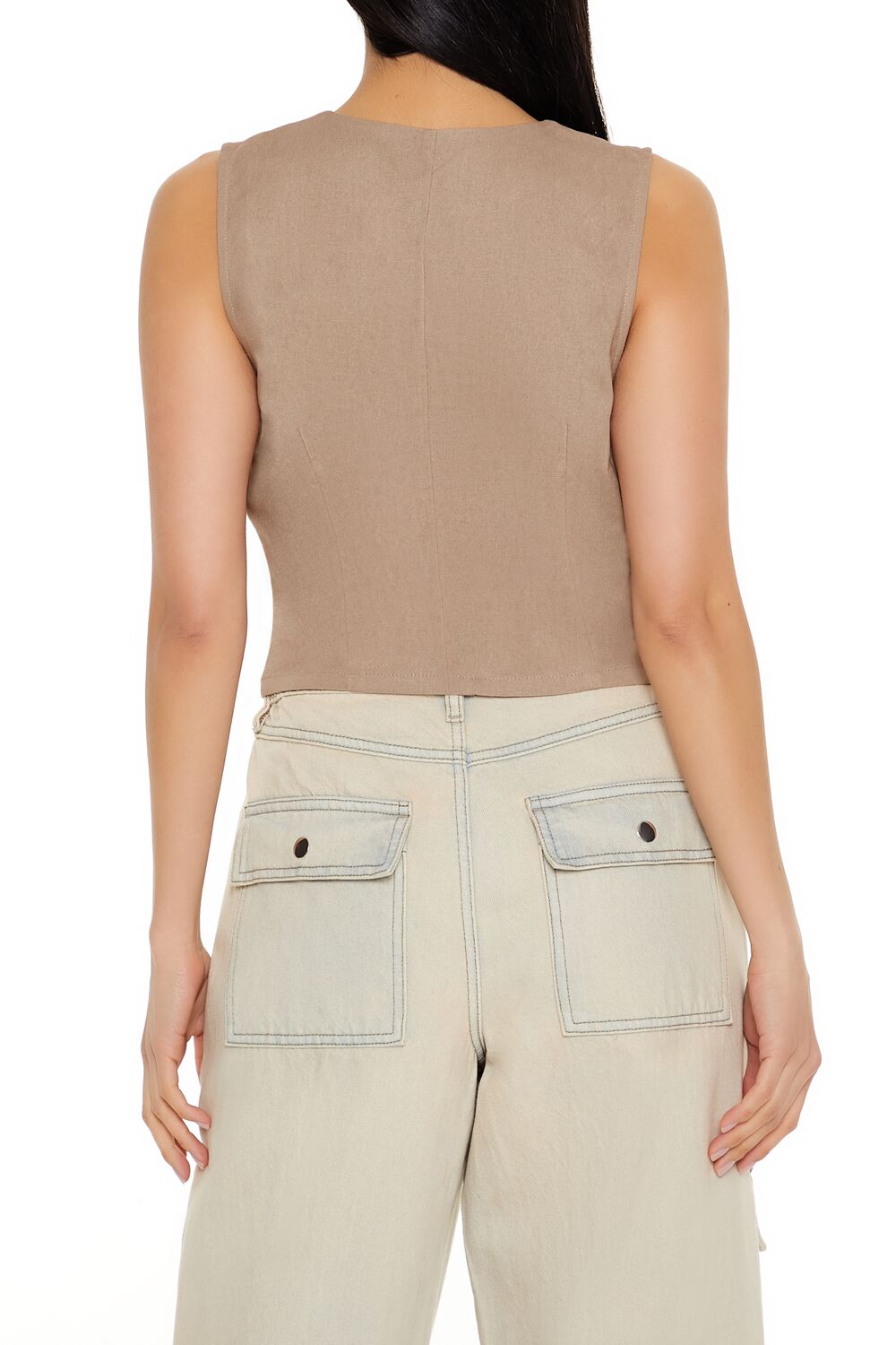 V-Neck Cropped Hem Vest