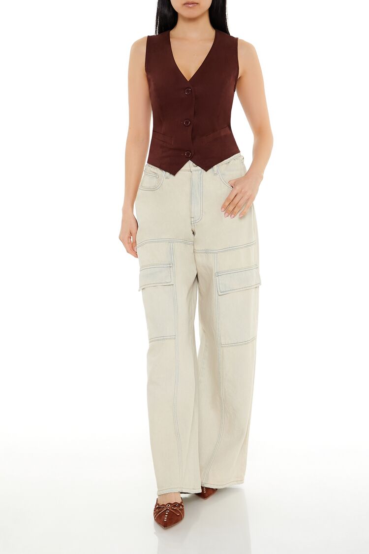 V-Neck Cropped Hem Vest