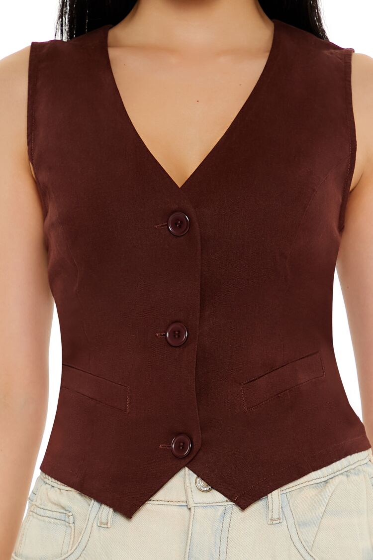 V-Neck Cropped Hem Vest