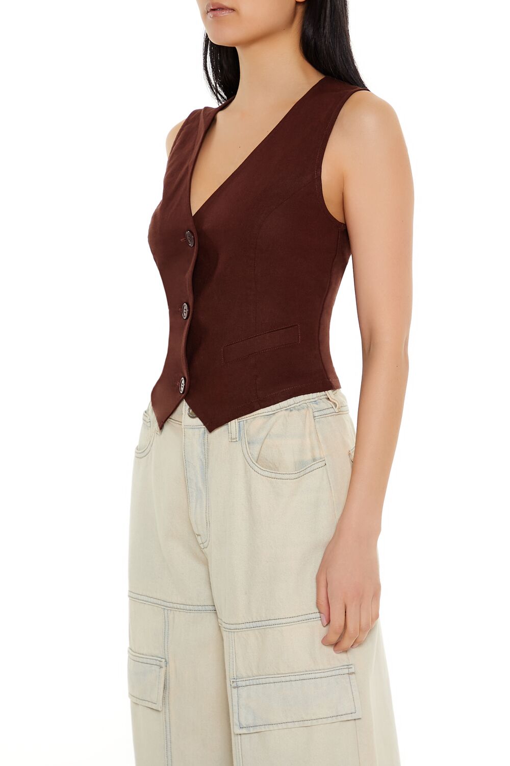 V-Neck Cropped Hem Vest