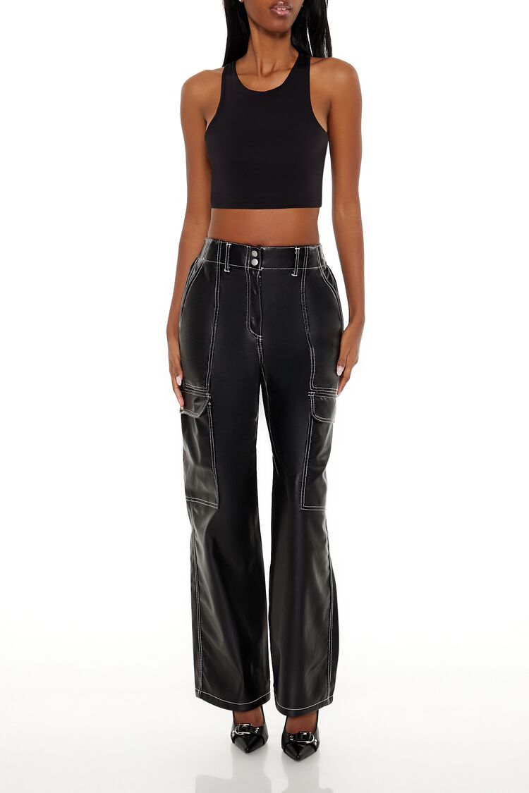 Faux Leather Cargo Pants