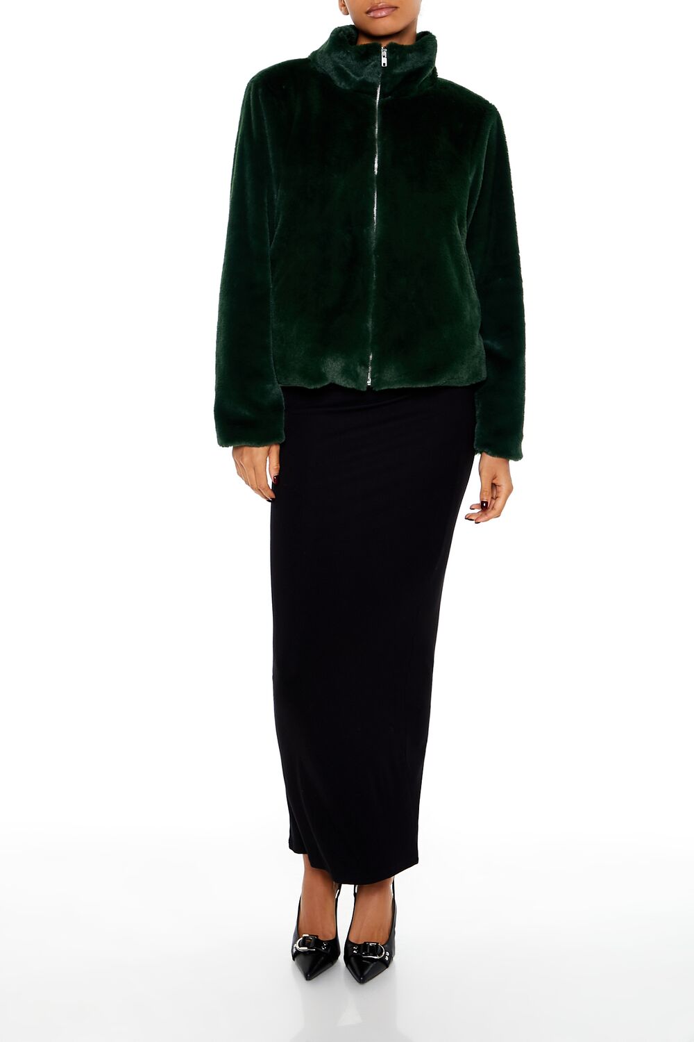 Faux Fur Zip-Up Coat