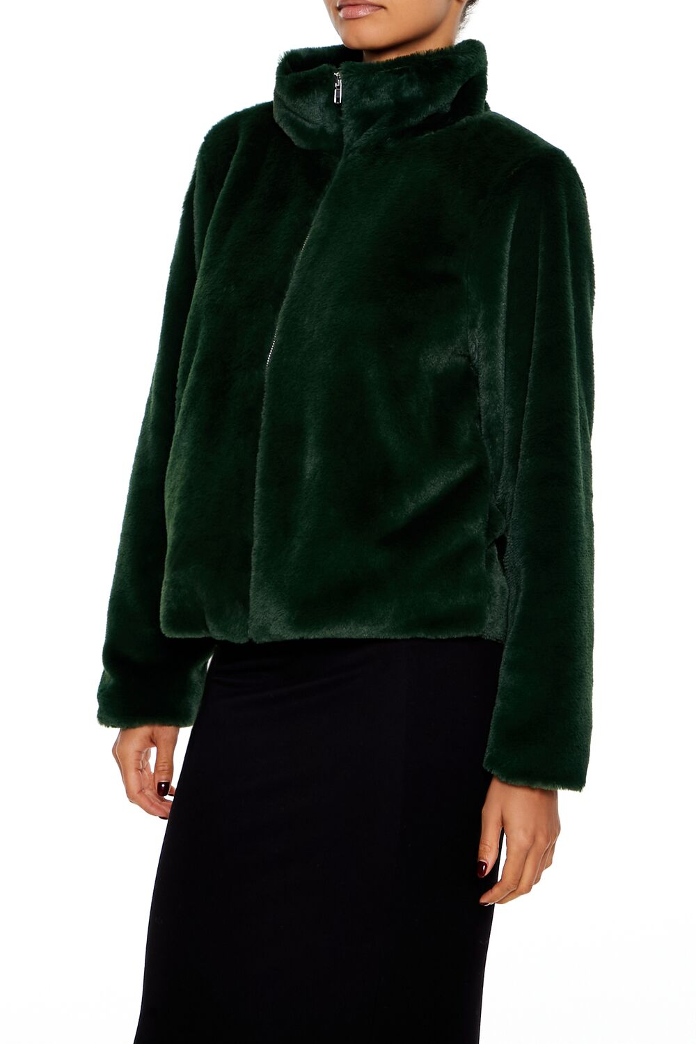Faux Fur Zip-Up Coat