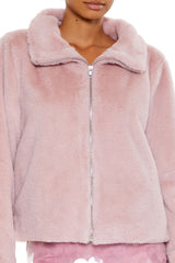 Faux Fur Zip-Up Coat