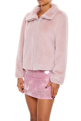 Faux Fur Zip-Up Coat