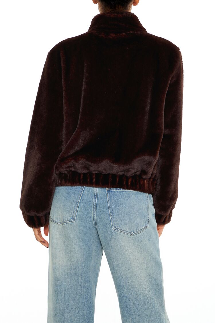 Faux Fur Funnel-Neck Bomber Jacket