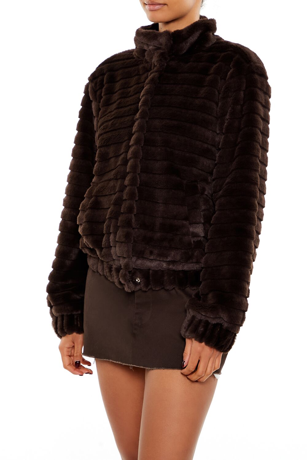Quilted Faux Fur Bomber Jacket