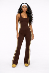 Sporty Chic Flare Pants With Stripes