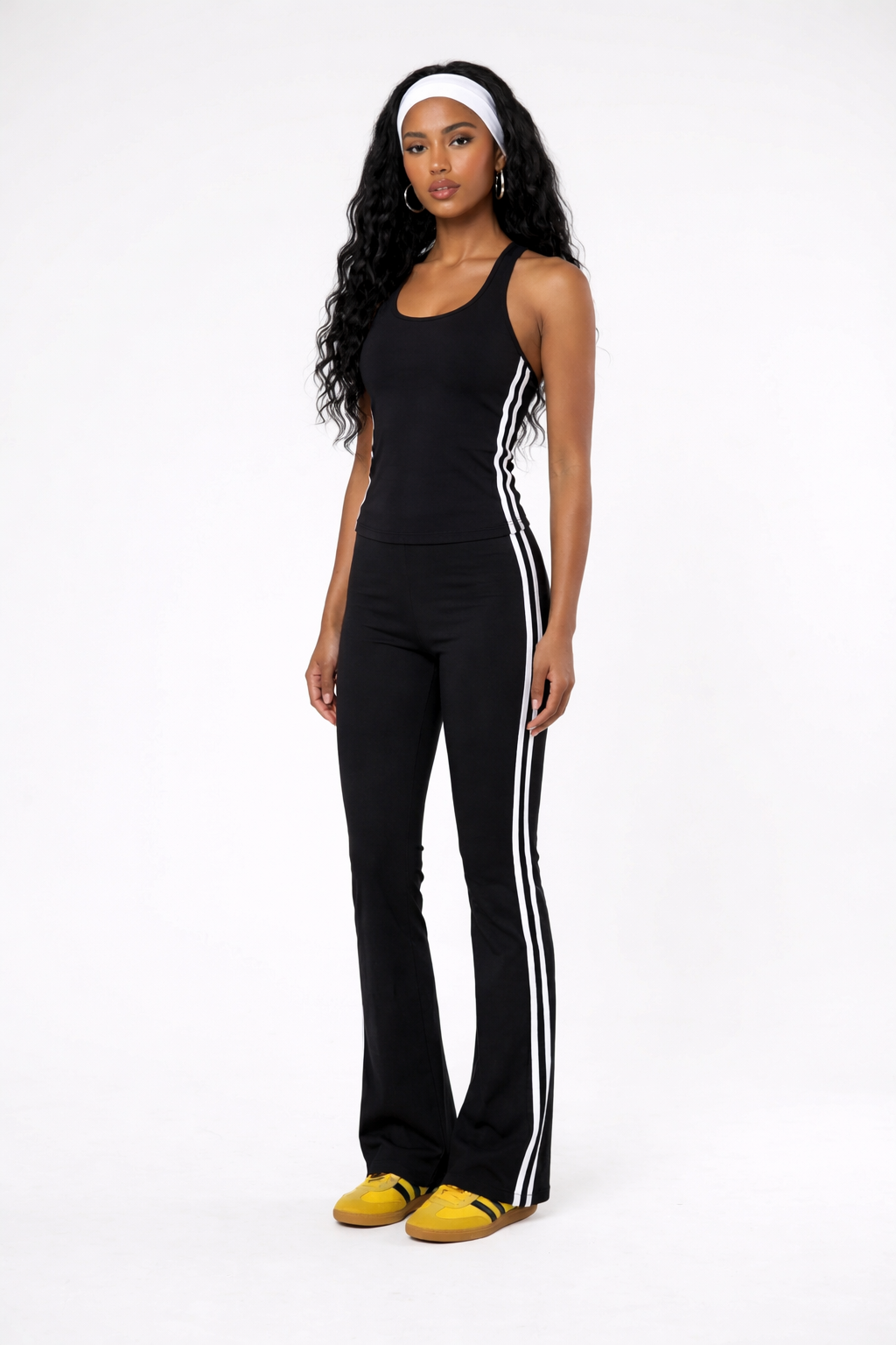 Sporty Chic Flare Pants With Stripes