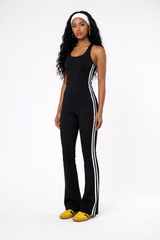 Sporty Chic Flare Pants With Stripes