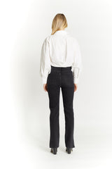Cropped Blouse with Button Cuffs