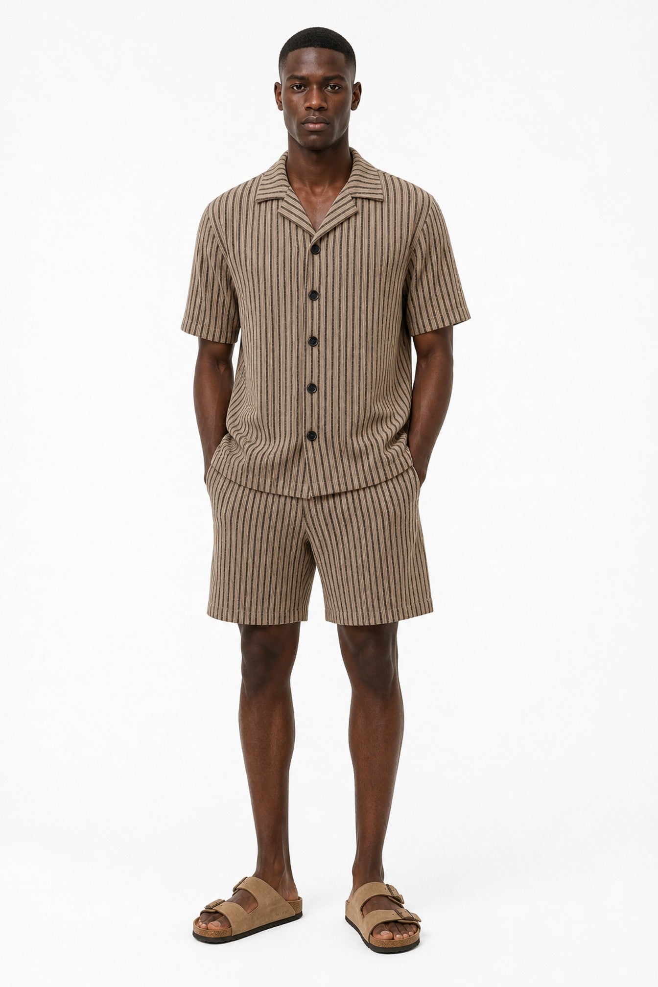 Striped Textured Knit Shorts
